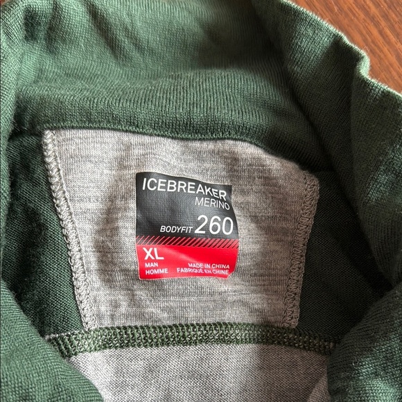 Icebreaker merino - bodyfit 260 - XL Men Gray and Green Half-Zip Sweater - Picture 2 of 7